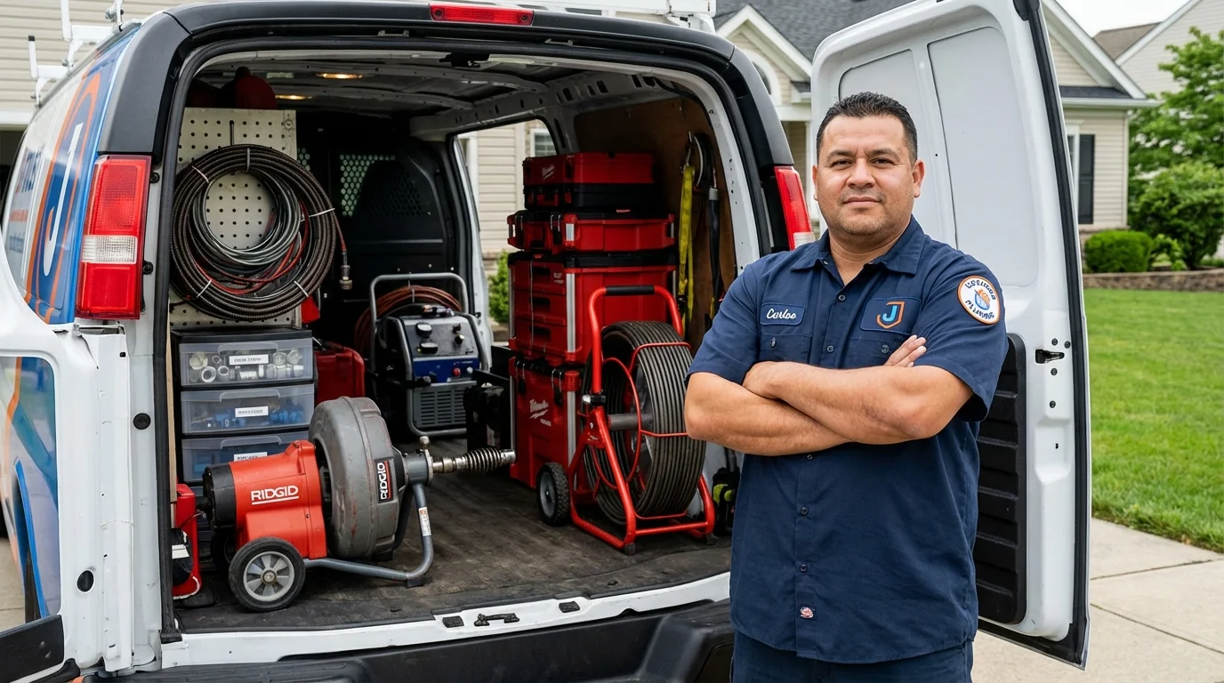 Professional drain cleaning equipment and Johns Plumbing LLC plumber in Bokeelia