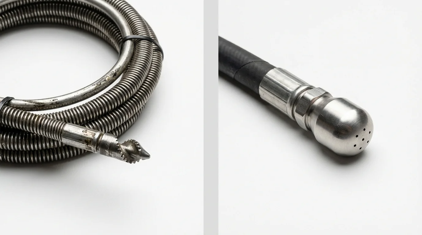 Drain snake cable and hydro jetting nozzle used for drain cleaning in Bokeelia, FL