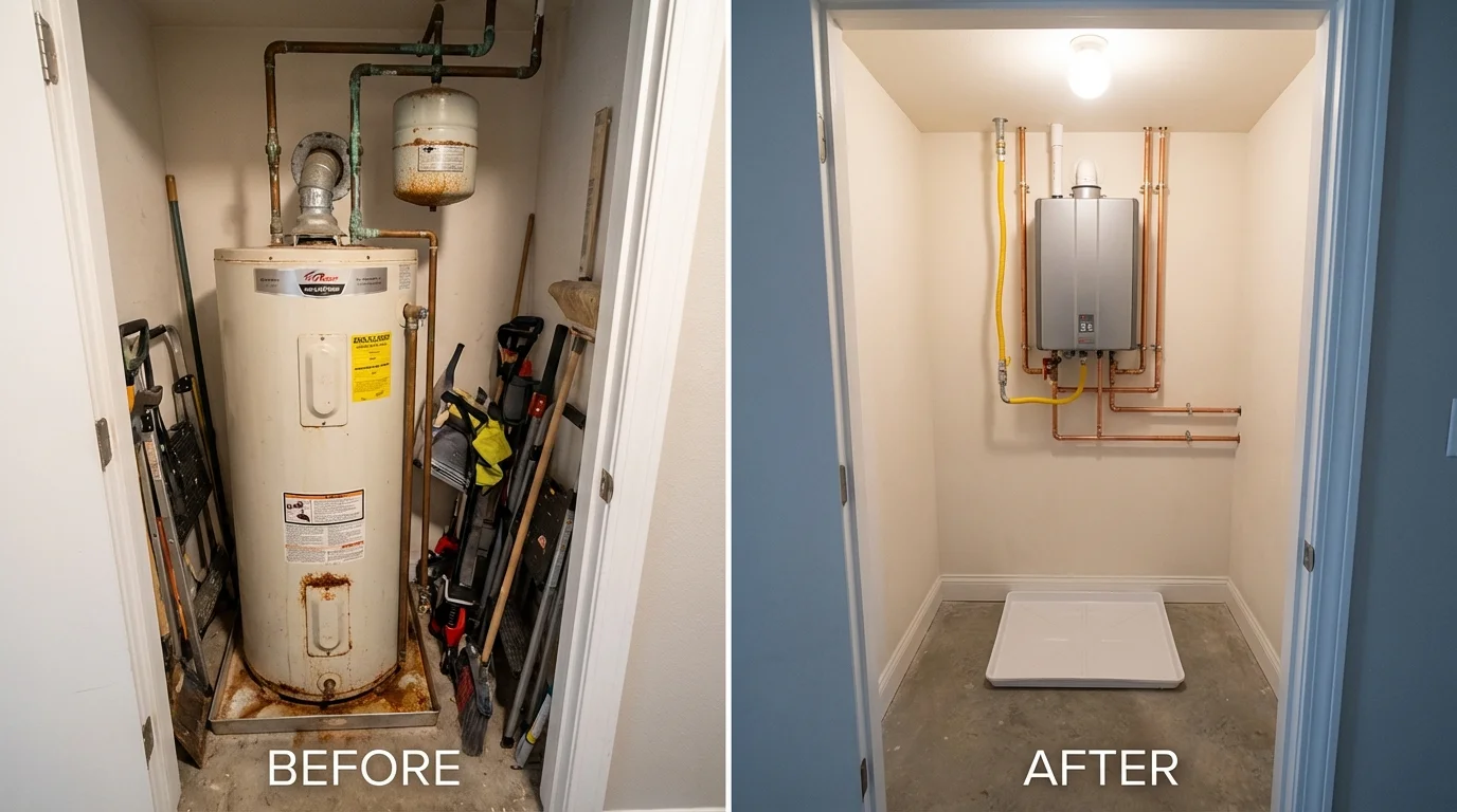 Tank water heater versus wall-mounted tankless unit comparison for Bokeelia, FL homeowners
