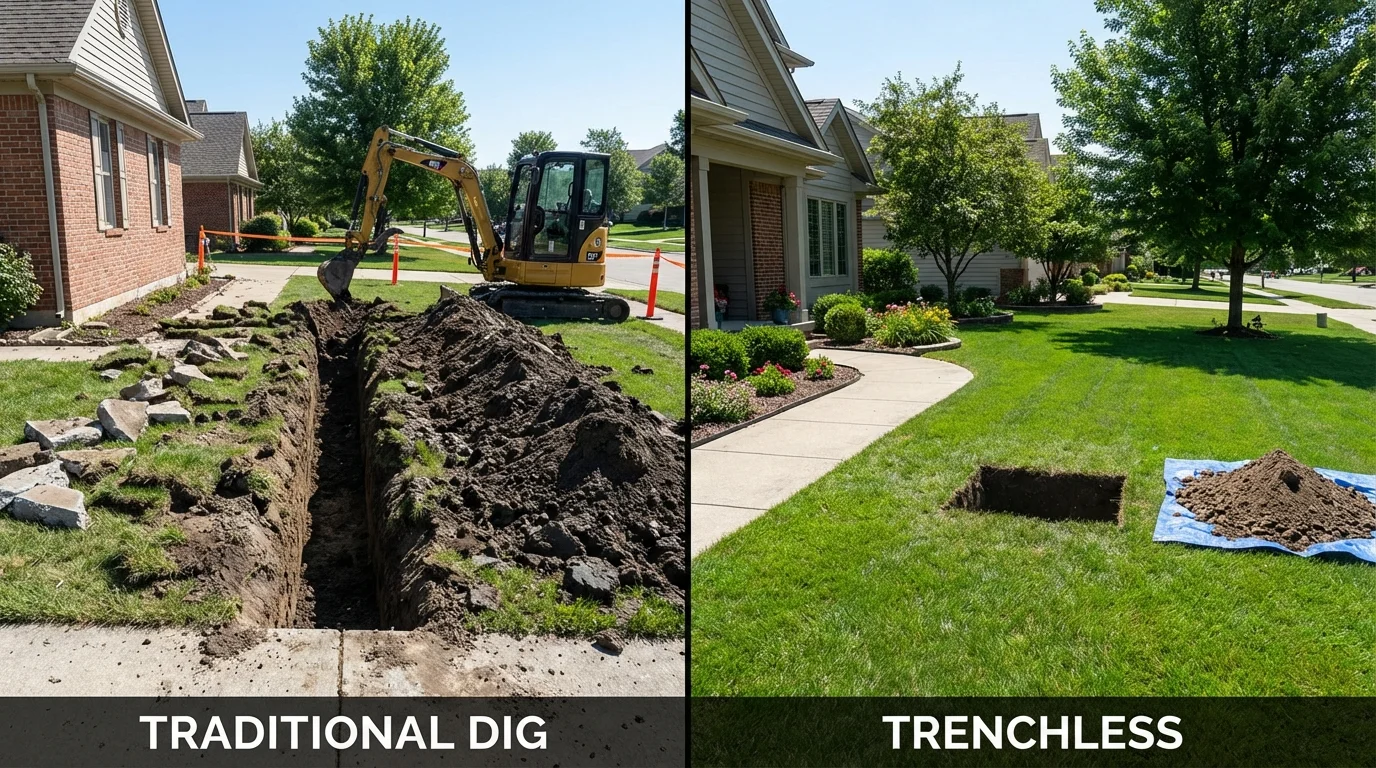Trenchless sewer repair with minimal yard damage versus traditional excavation in Bokeelia, FL